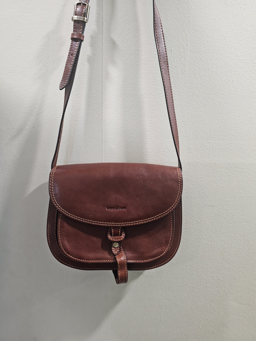 Brown Leather Crossbody Saddle Bag